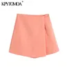 Women Chic Fashion Office Wear Asymmetric Wrap Mini Shorts Skirt High Waist Side Zipper Female Skort Mujer 210420