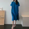 S-XL Summer Girls Dress Women Cotton Linen Manica corta es Abito vintage femminile Oversize Boho Robe Femme Vestido 210423