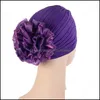 Beanie/Skl Caps Cappelli Cappelli, Sciarpe Guanti Fashion Aessories Cappello turbante da donna a fiore grande Foulard musulmano Pile Heap Cap Donna Soft Comforta