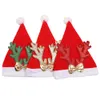 2023 chapéus de natal vermelho e branco criança desenhos animados chapéu de natal papai noel alce led chapéu brilhante decoração de festa temática de natal para crianças