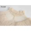 Foridol Dolcevita Ruffle Tulle Party Dress Donna Primavera Autunno Trasparente Lantern Sleeve Ladies Short Dress Runway Dress 210415