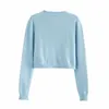 knitted cropped sweater cardigans women long sleeve button up vintage short cardigan pockets autumn winter tops 210415