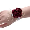 Dekorativa blommor kransar 1pc flickor brudtärna handledsbröllop prom party corsage armband tyg handtillbehör tillbehör