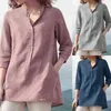 Women's blouses spring autumn tops leisure white shirts button v neck cardigan top loose long sleeve linen shirt cotton blouses H1230