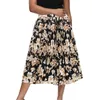 Print Long skirt Women Pleated Skirt Summer Midi Chiffon Skirt female Large Size Dress beach Skirts for Womens 210514