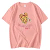 Fashion 2021 Male T-Shirts Spring Summer Tees Shirts Pizza Of My Heart Printing Clothes Oversized Short Sleeved Tee Shirt Men Y0809