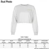 Streetwear List Haft Cropped Sweatshirt Kobiety Casual Pot Koszula Jesień Harajuku O-Neck Długi Rękaw Pullover Topy 210415