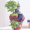 Castle Flower Pot Resin Flowerpot Succulent Plant Pots Garden Bonsai Home Decoration Planters &