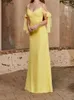 Robe de demoiselle d'honneur en mousseline de soie jaune, fermeture éclair au dos, longueur au sol