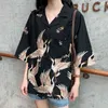 Vrouwen chiffon shirt korte mouw zomer mode vrouwelijke casual losse shirts vintage kraan gekweekte kraag blouse tops 210423