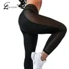 CHRLEISURE Femmes Bubble Butt Leggings Push Up Entraînement Taille Haute Sportswear Noir Fitness 210910