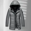 Winter dikke heren donsjack lange downn jas parkas hooded slim fit overjas mannelijke kleding warme wnidbreaker L-4XL lederen jassen