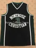 メンズケビンデュラント＃3モントローズクリスチャン高校ホワイトブラックレトロスローバックバスケットボールジャージが任意の番号と名前を縫い付けました