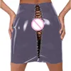 Plus Size Drawstring Lace Up Back Skirt High Waist PVC Mini Skirt Ladies Wetlook Dancing Bottoms Sexy Nightclub Uniform