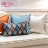 Avigers Moderne Orange Bleu Géométrie Coussin rayé Couvre-oreillers décoratifs pour la maison Taie d'oreiller Taie d'oreiller pour canapé chambre salon 210401