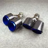 una coppia: tubo di scarico universale modello Y fibra di carbonio lucida + scarichi Akrapovic per auto in acciaio inossidabile blu punte a doppia coda
