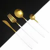 Set di stoviglie 24pcs Set di posate in oro bianco da cucina Tavolo da cucina in acciaio inossidabile Lnife Forksumo per la lavastoviglie Safedwasker 233P233P 233P