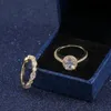 Пара колец роскошные украшения 925 Silvergold Fill Oval Cut Cubic Circonia Вечеринка Женщины свадебные кольцо свадебного кольца