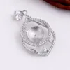 HOPEARL Jewelry Pearl Settings DIY Semi-finished Mountings 925 Sterling Silver Pendant Clear CZ 3 Pieces