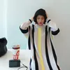 Robes décontractées automne et hiver grande taille longue robe pull femme lâche rayé tricoté style coréen tricot 2021