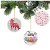 2021 Sublimation Blank Ornament White Ceramic 3 Inch Round Heart Star tree Porcelain Pendant with Gold String for Christmas Home Decor Tag