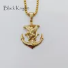 Pendentif Colliers Black Knight Ealge Anchor Collier Plaqué Acier Inoxydable 316 Marine Hommes Hip Hop Rappeur BLKN0607238n