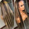 4x4/13x4/13x6 Kadınlar için düz insan saçı dantelli peruklar Remy Brezilya Dantel Frontal Peruk Ombre 1b 27 Vurgu İnsan Saçı Peruk Factory Dire