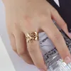 BORASI Top Quality Trendy Stainless Steel Double Flower Ring Wedding Female New Party Girl A Good Gift Rings For Women X0715