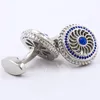 KFLK jewelry for in 2017 blue crystal shirts cufflinks button high quality brand luxury wedding men guests