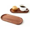 Wooden Tray Beech Home Dishes Dining Plate Walnut Color Party Restaurant Decoration Dessert Plate RRB13167