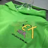 패션 남자 후드 편지 인쇄 높은 거리 힙합 스웨터 녹색 후드 티셔츠 저렴한 까마귀