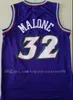 Toptan Erkekler Retro 32 Karl Malone Jersey Üniforma Rev 30 Yeni Malzeme 12 John Stockton Atmak Geri Gömlek Nefes Ev Alternatif Mor Beyaz 100% Dikişli