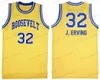 Custom J. Oerving High School Basketball Jersey Heren Alle gestikte Gele maat 2xS-5XL-nummer en naam Jerseys Topkwaliteit