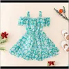 Одежда, детка, дети Материнтикиды Baby Fashion Off Begle Floral Print Press Pretty для детей Молочный износ Девушки Платья