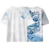 Retro Letnia męska koszulka Lion Dance Chinese Tee Moda Top Mans Kobiet Krótki Rękaw National Casual Loose Ice Silk Lovers Tees