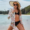 Plage Cover Up Imprimer Bikini Femmes Cardigan Robe D'été Dames Tuniques Maillot De Bain 210629