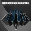 3-krotnie odwrócić automatyczne parasol wózek jasny deszcz damski parasol LED światła odblaskowa pasek składany słoneczny DTT 210721