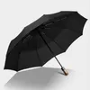 Parapluie automatique pliant résistant au vent pluie femmes Auto luxe grand parapluies coupe-vent pluie pour hommes revêtement noir 10K Parasol 210401
