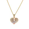 Hip Hop Nieuwe Volledige Diamond Band Hulp Gebroken Hart Hanger Gebroken Hart Legering Ketting Ok Tension Love Hanger