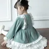 Baby Girl Spanish Vintage Princess Dress Toddler Lolita Gown per il compleanno Vestidos Kid maniche lunghe Abiti verdi 210615