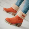 Buty Kobiety Zima Śnieg Kostki Ciepłe Futro Podszewka Gruba Gumowa Platformy Obcasy Slip Outdoor Faux Suede Slim Buty Botas