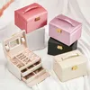 Jewelry Box Drawer Storage Portable Dresser Makeup Earrings Necklace Mirror Watch 210423