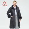 Astrid Winter Women's Coat Kvinnor Lång Varm Parka Plaid Jacka med kaninpäls Hood Stora Storlekar Kvinnakläder FR-2040 210923