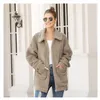 Kış Peluş Palto Kadınlar Casual Turn Aşağı Yaka Uzun Kollu Fermuar Kalın Sıcak Ceket Faux Kürk Kabarık Palto Bayanlar Artı Boyutu 210507
