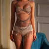 Glaming strass sutiário conjunto completo colar de chicote mulher cadeia de peito brilhante longo borla terno lingerie jóias