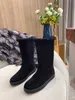 2021 Designer Vrouwen Snowdrop Flat Enkle Boot Lady Mode Snowboots Waterdichte Winter Warm Wol Leren Laarzen Topkwaliteit Grootte VS 5-11