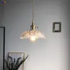 Lampe à suspension LED nordique moderne avec abat-jour en verre interrupteur lampe à main en cuivre Vintage décor artistique salon Lustres Luminarias lampes