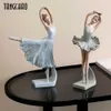 TANGCHAO Style nordique Ballet fille Statue créative décor à la maison Figurines en résine pour chambre décoration cadeau petite amie 210804