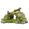 Aquarium Resin Moss Bridge Hide Cave Rockery Decor for Fish Tank Ornament