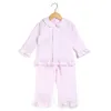 100%cotton seersucker two pieces spring summer pink ruffle button kids pyjamas boys and girls pajamas sets 211023